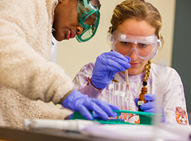 Students in a lab. 